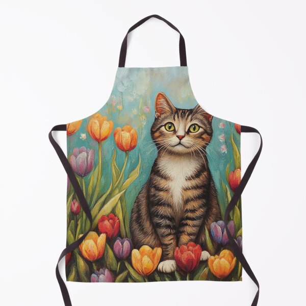 Item preview, Tabby Cat in Tulip Garden - Nature’s Beauty designed and sold by Ninastudio789.