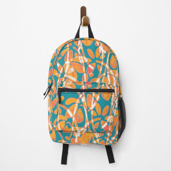 Item preview, Orange watercolor flowers on blue background designed and sold by Alex Blud.