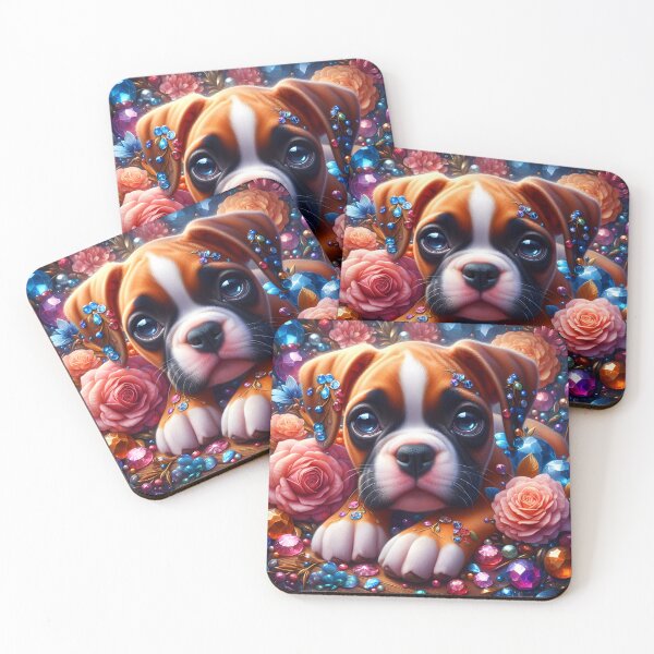 Item preview, Bejewelled boxer puppy portrait designed and sold by EmeraldeaArt.