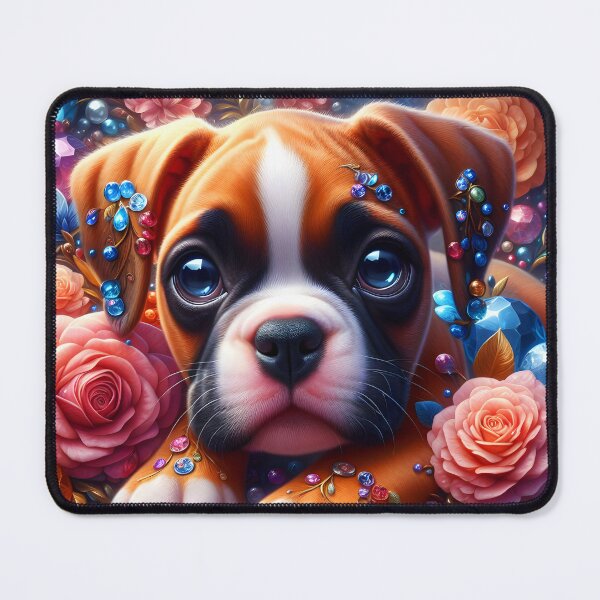Item preview, Bejewelled boxer puppy portrait designed and sold by EmeraldeaArt.