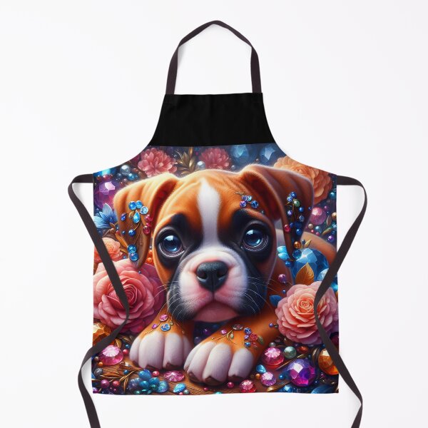Item preview, Bejewelled boxer puppy portrait designed and sold by EmeraldeaArt.