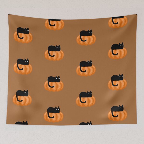 Item preview, Black Cat Sitting on Pumpkin – Cute Halloween Vibes designed and sold by Stefiivn.