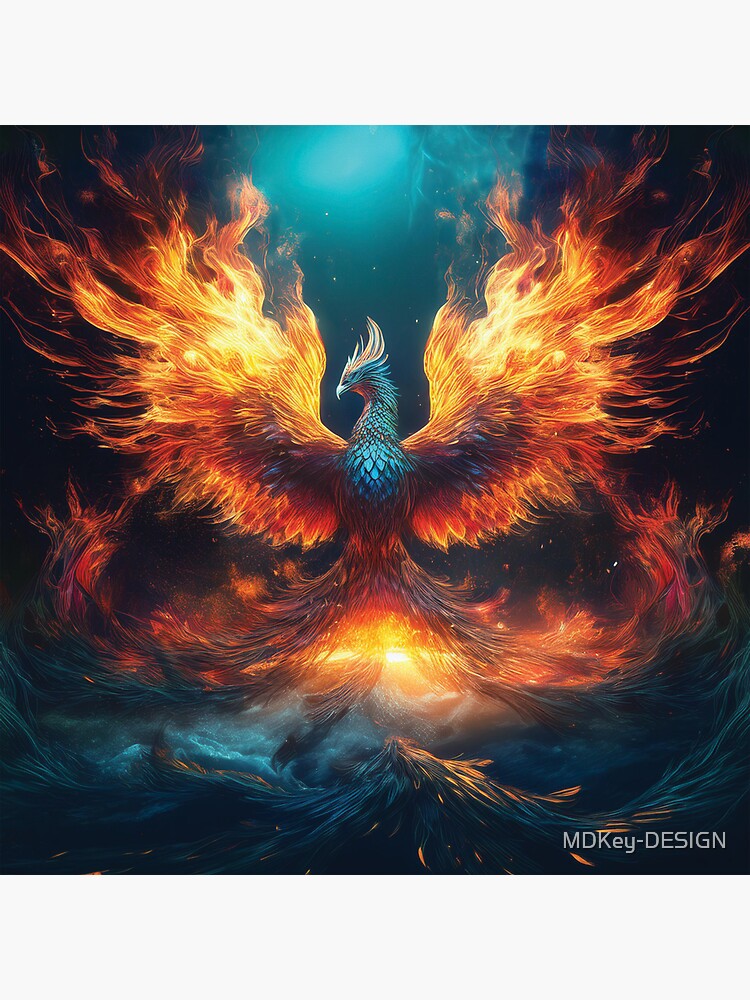 Thumbnail 3 of 3, Sticker, Phoenix Rebirth - A Fiery Tale of Renewal designed and sold by MDKey-DESIGN.