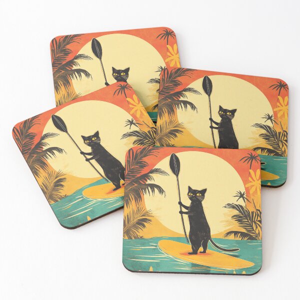 Item preview, Black Cat On Paddle Board designed and sold by GrinGalore.
