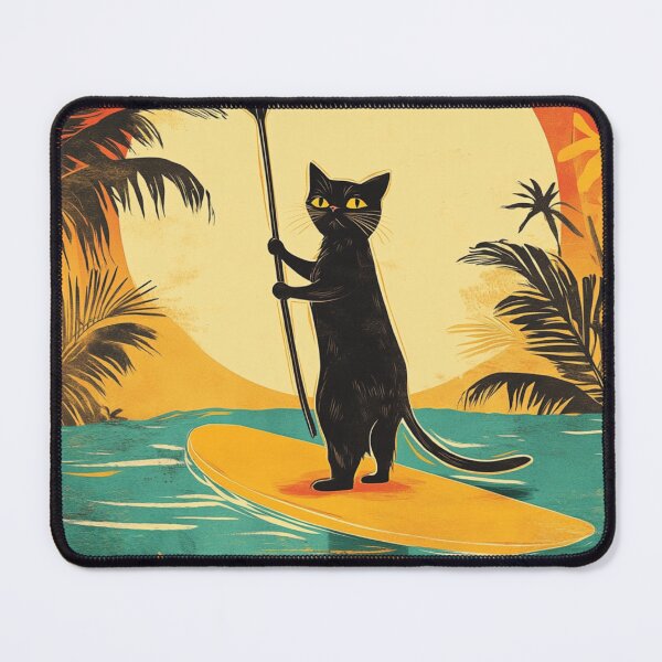 Item preview, Black Cat On Paddle Board designed and sold by GrinGalore.