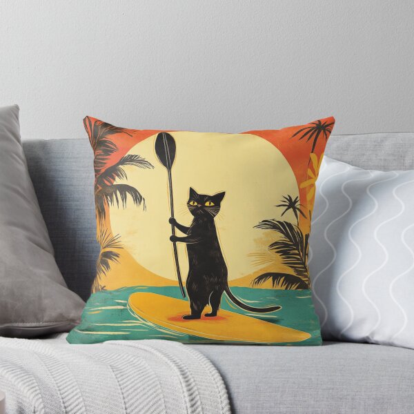 Item preview, Black Cat On Paddle Board designed and sold by GrinGalore.
