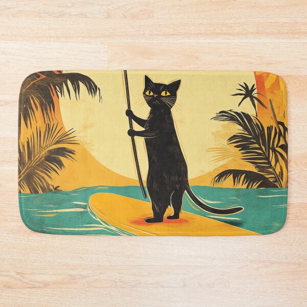 Item preview, Black Cat On Paddle Board designed and sold by GrinGalore.
