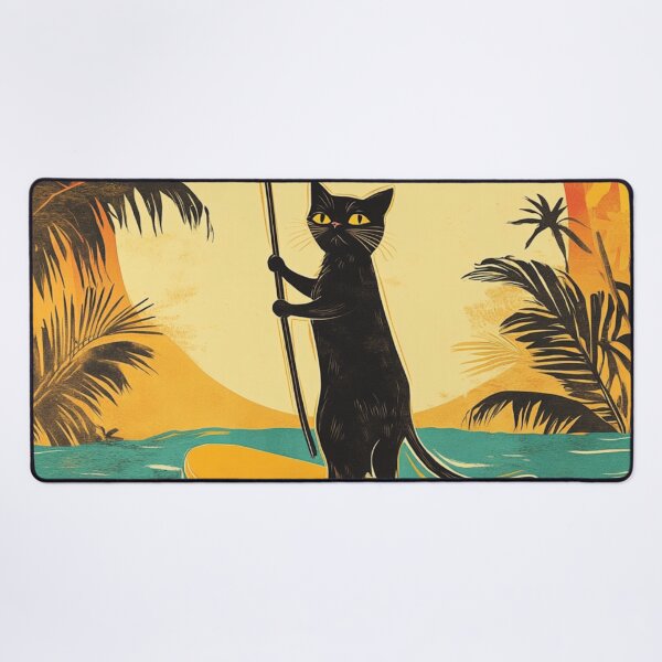 Item preview, Black Cat On Paddle Board designed and sold by GrinGalore.