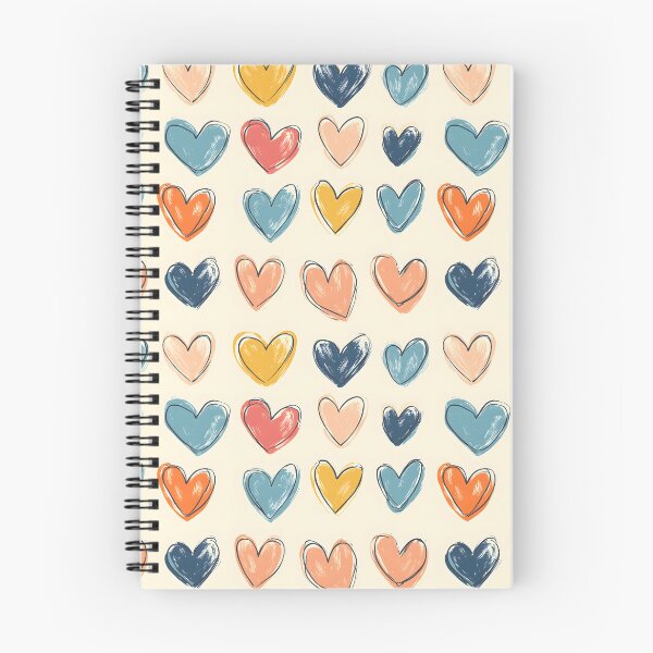 Item preview, Pattern with colored hand-drawn hearts on a beige background designed and sold by Mariana Shymkovych.