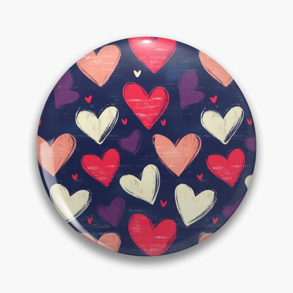 Elegant Pink and White Heart Pattern Pin