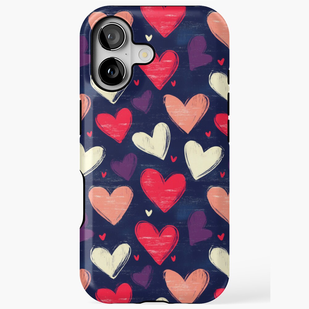 Elegant Pink and White Heart Pattern iPhone Tough Case