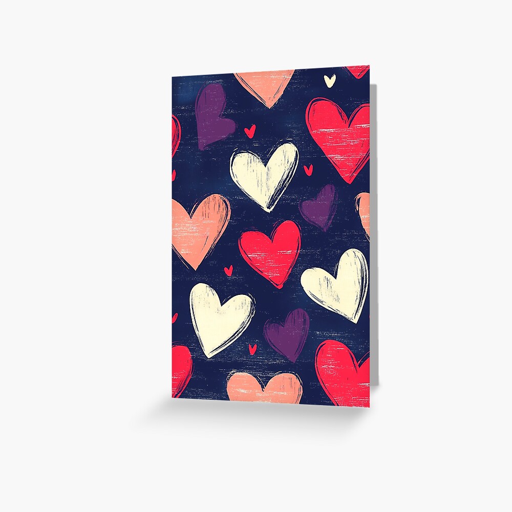 Elegant Pink and White Heart Pattern Greeting Card