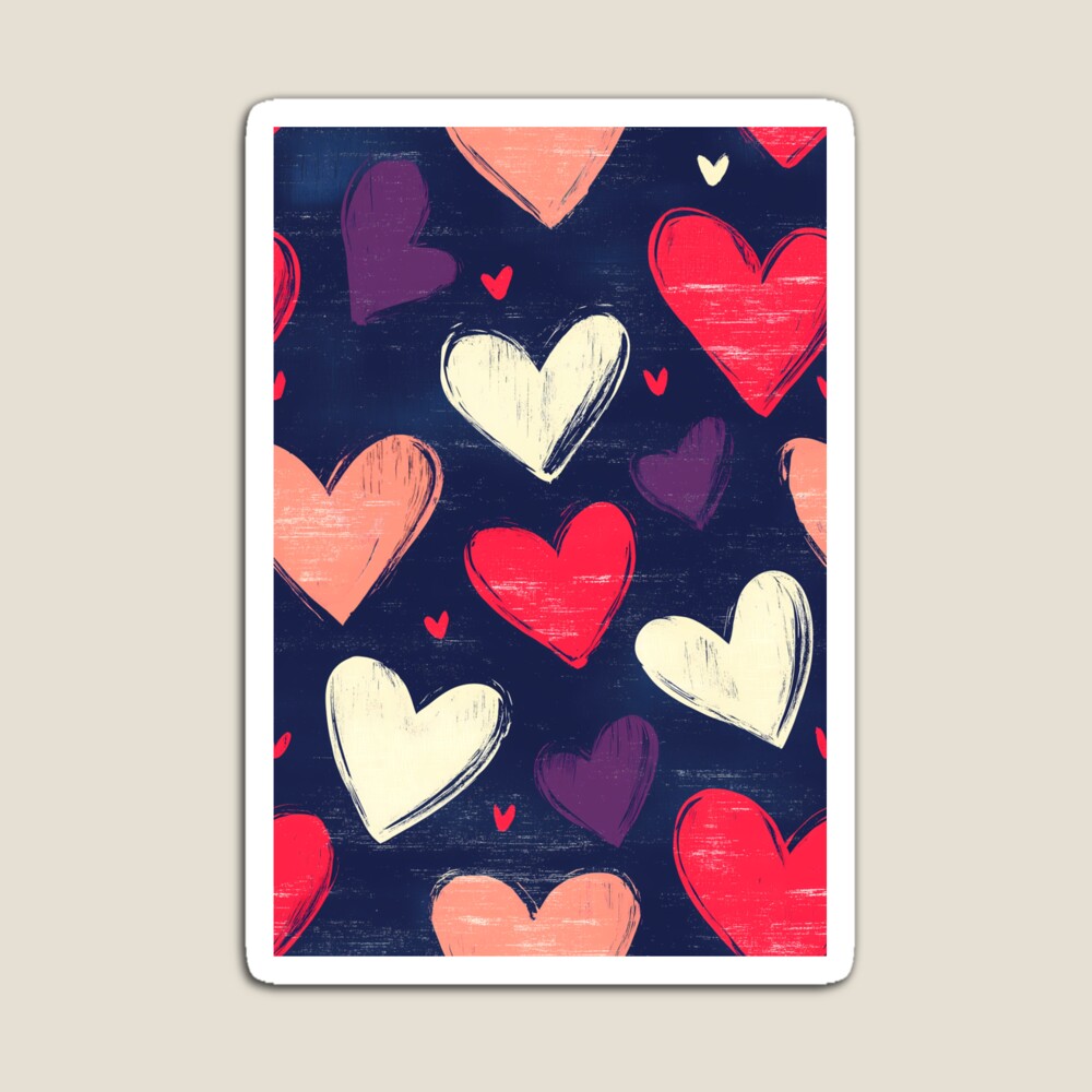 Magnet Elegant Pink and White Heart Pattern Magnet
