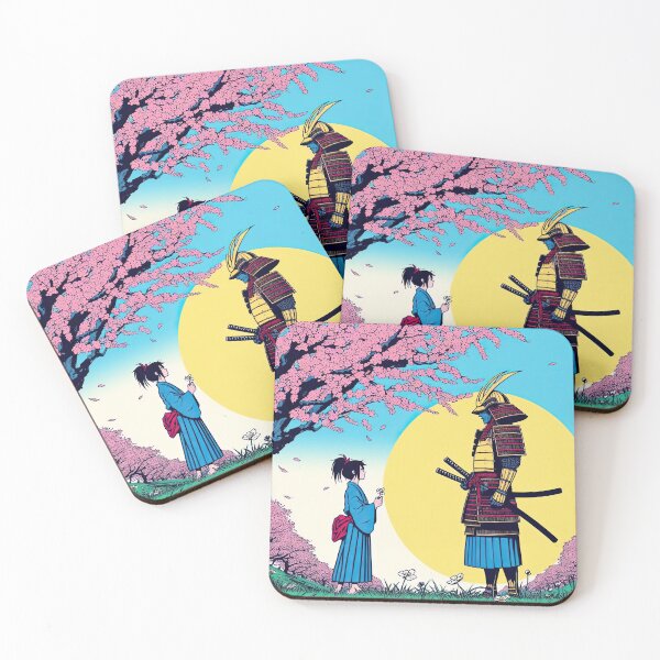 Item preview, Manga Samurai and Sakura Trees Pop Art Style designed and sold by artofuniverse.