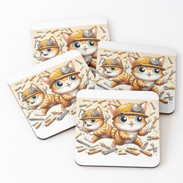 Item preview, Cats with hard hats run getting tools designed and sold by HappyHavenStu.
