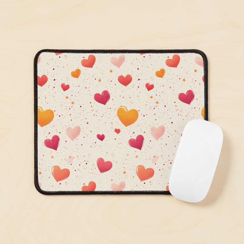 Warm and Vibrant Orange Red Hearts Mouse Pad
