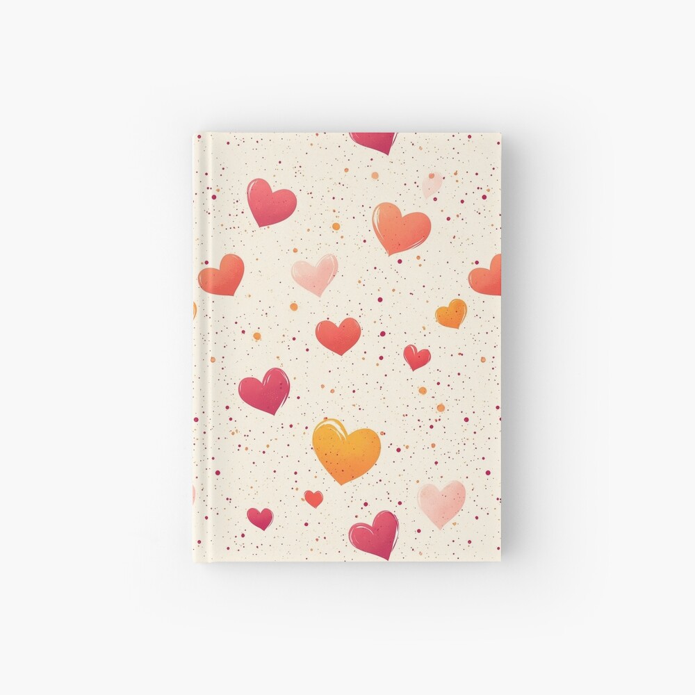 Warm and Vibrant Orange-Red Hearts Hardcover Journal