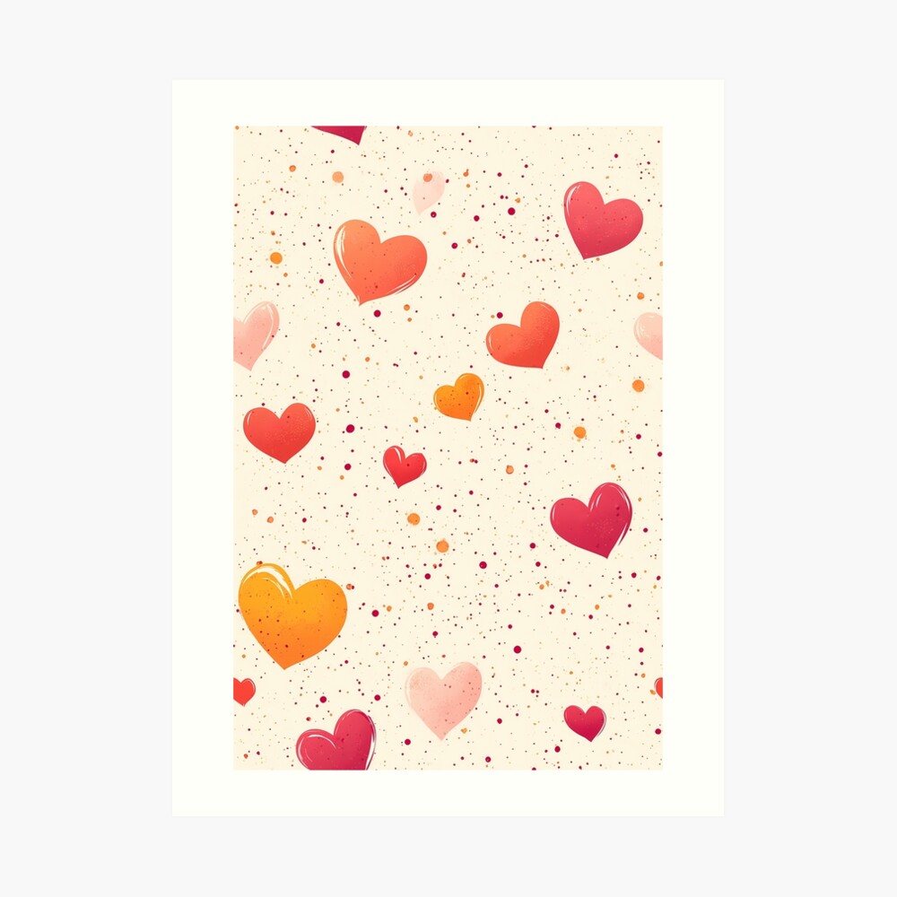 Warm and Vibrant Orange-Red Hearts Art Print