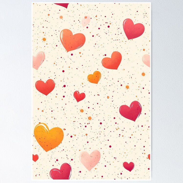 Warm and Vibrant Orange-Red Hearts Poster