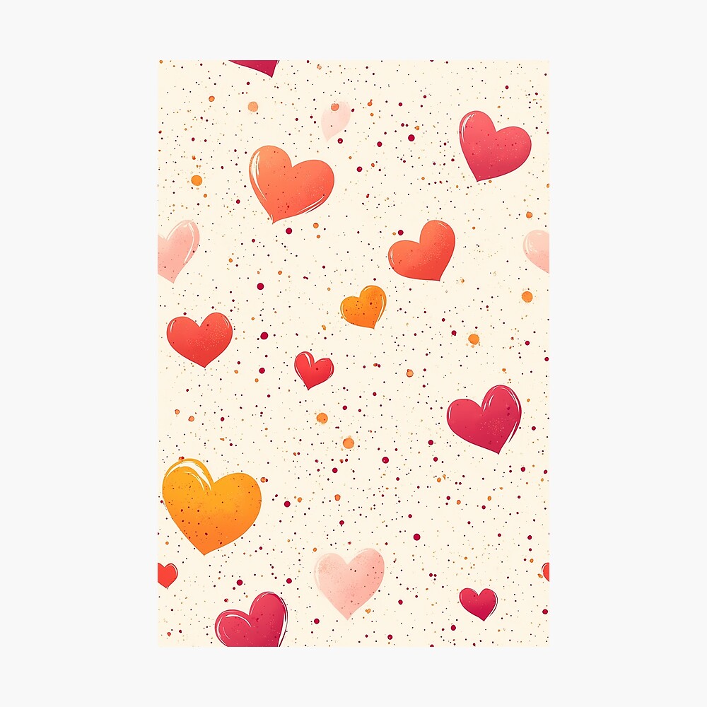Warm and Vibrant Orange-Red Hearts (Photographic Print)