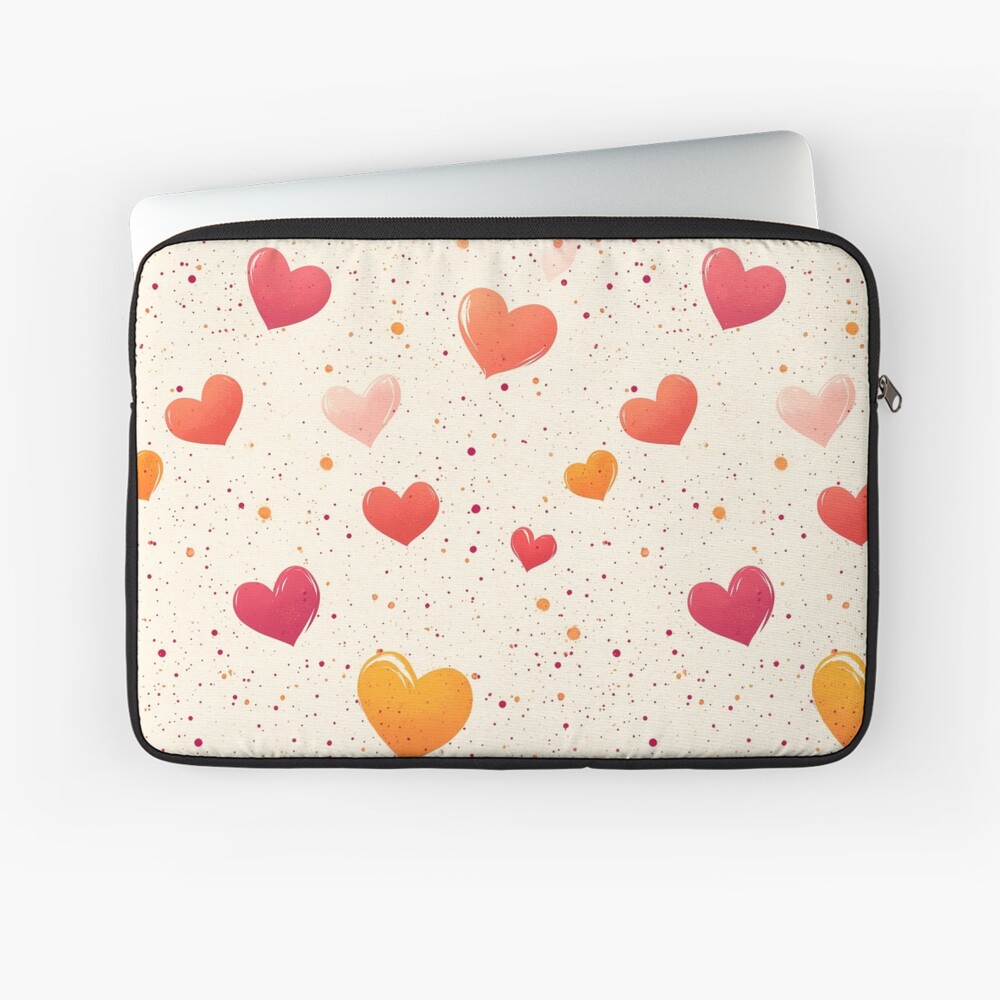 Warm and Vibrant Orange Red Hearts Laptop Sleeve