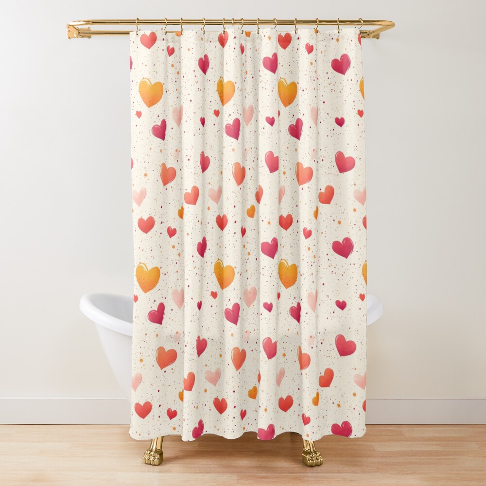 Warm and Vibrant Orange Red Hearts Shower Curtain