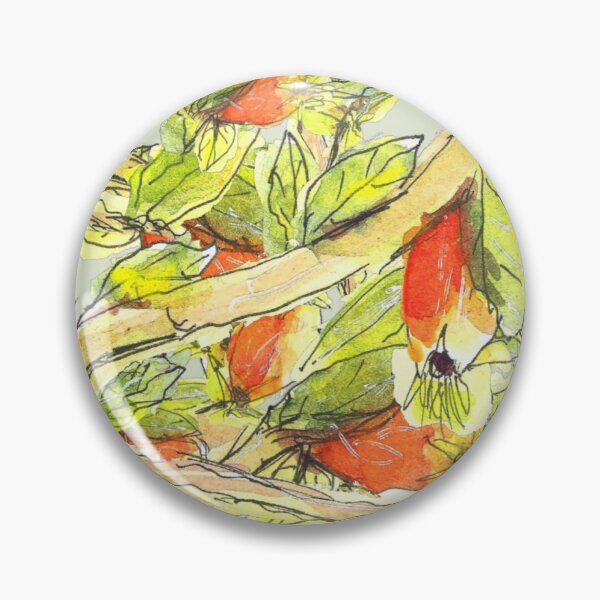 Item preview, Autumnal Orange Leaf and Berry Trailing Branch Watercolour Design designed and sold by Clare Walker.