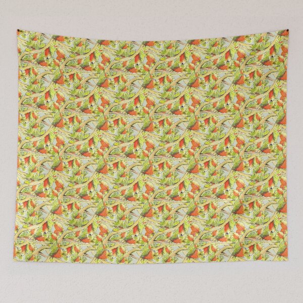 Item preview, Autumnal Orange Leaf and Berry Trailing Branch Watercolour Design designed and sold by Clare Walker.