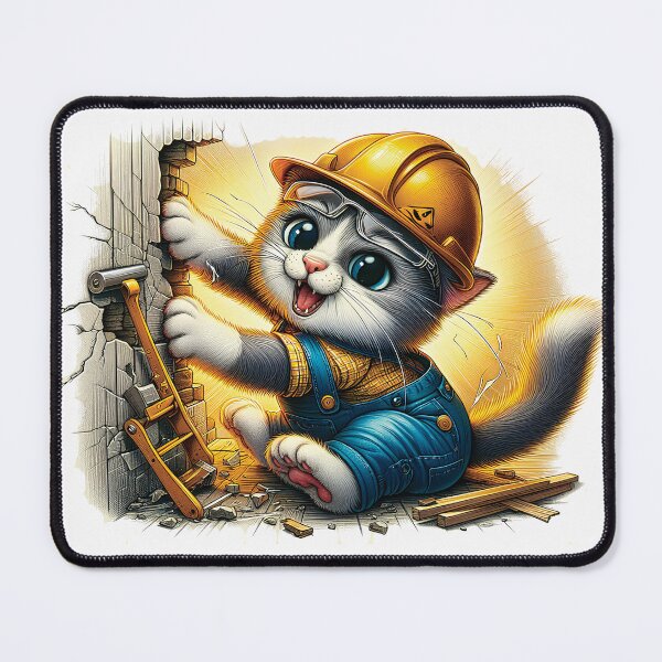 Item preview, Cat is a scratcher blue collar worker designed and sold by HappyHavenStu.