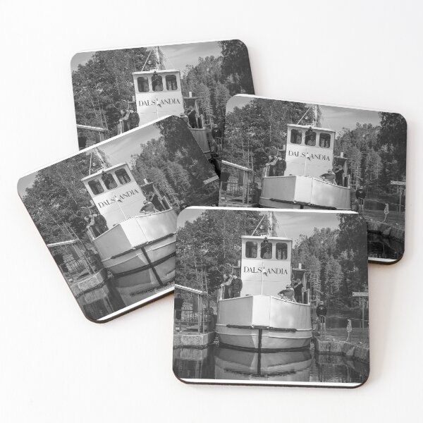 Item preview, An old white canal boat at a lock designed and sold by connyM-Sweden.