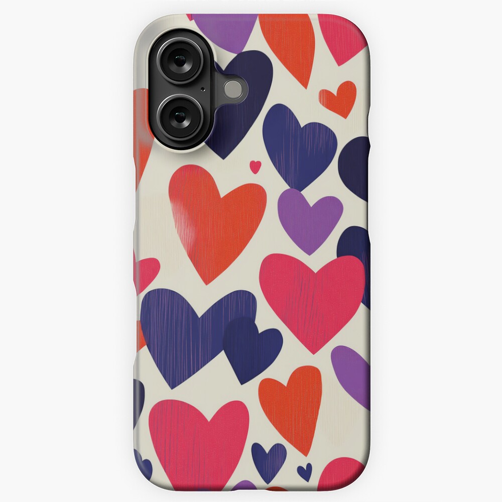 iPhone Snap Case - Rugged Lovely Pink Purple Orange Hearts
