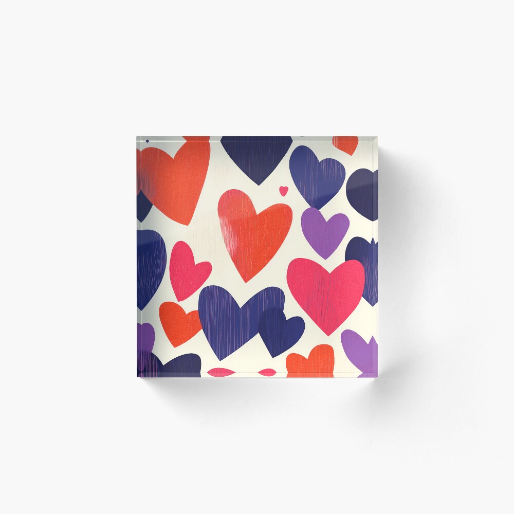 Acrylic Block Rugged lovely pink purple orange hearts Acrylic Block Rugged lovely pink purple orange hearts