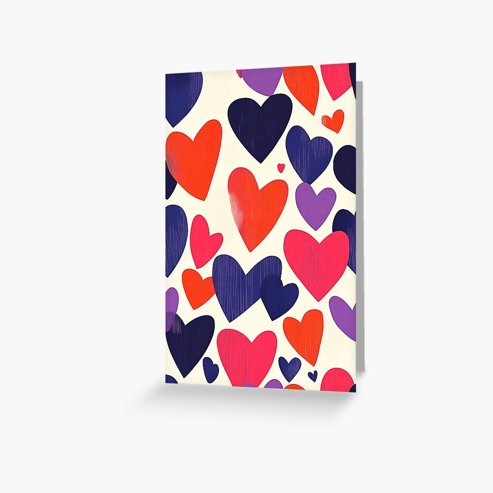 Rugged Hearts in Pink, Purple, and Orange Greeting Card