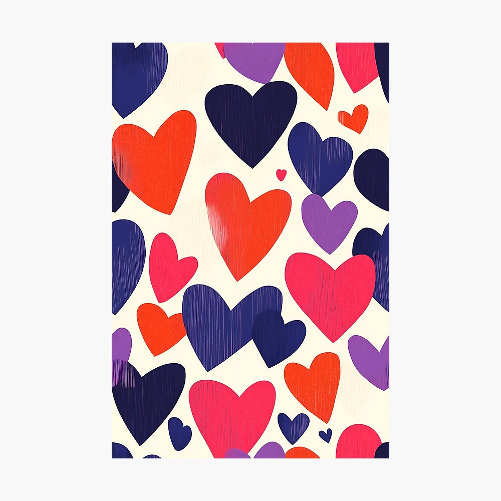 Rugged Lovely Pink Purple Orange Hearts