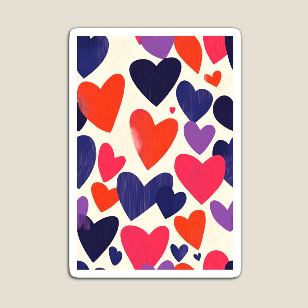 Rugged Hearts in Pink, Purple, and Orange Magnet
