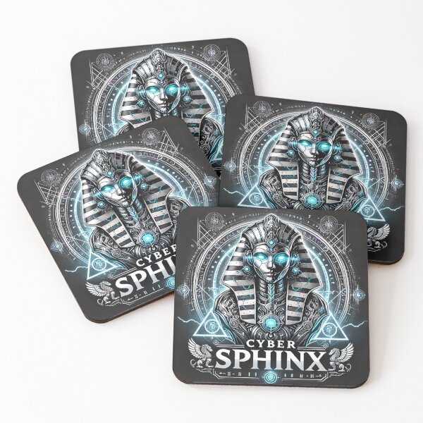 Item preview, Cyber Sphinx Futuristic Guardian with Glowing Runes designed and sold by Pattamo1.