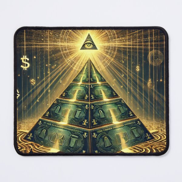 Item preview, Illuminated dollar pyramid with an all-seeing eye, set within a glowing maze representing financial complexity designed and sold by Bored Elon.