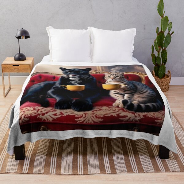 Item preview, The cat kingdom; a black panther and a domestic cat. designed and sold by NtoikeShop123.