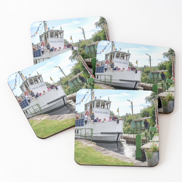 Item preview, The white little canal boat in a at lock Dalslands canal designed and sold by connyM-Sweden.