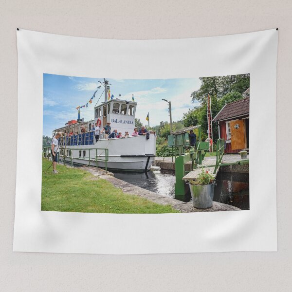 Item preview, The white little canal boat in a at lock Dalslands canal designed and sold by connyM-Sweden.