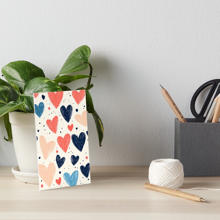 Art Board Print Cute lovely drawn hearts doodles