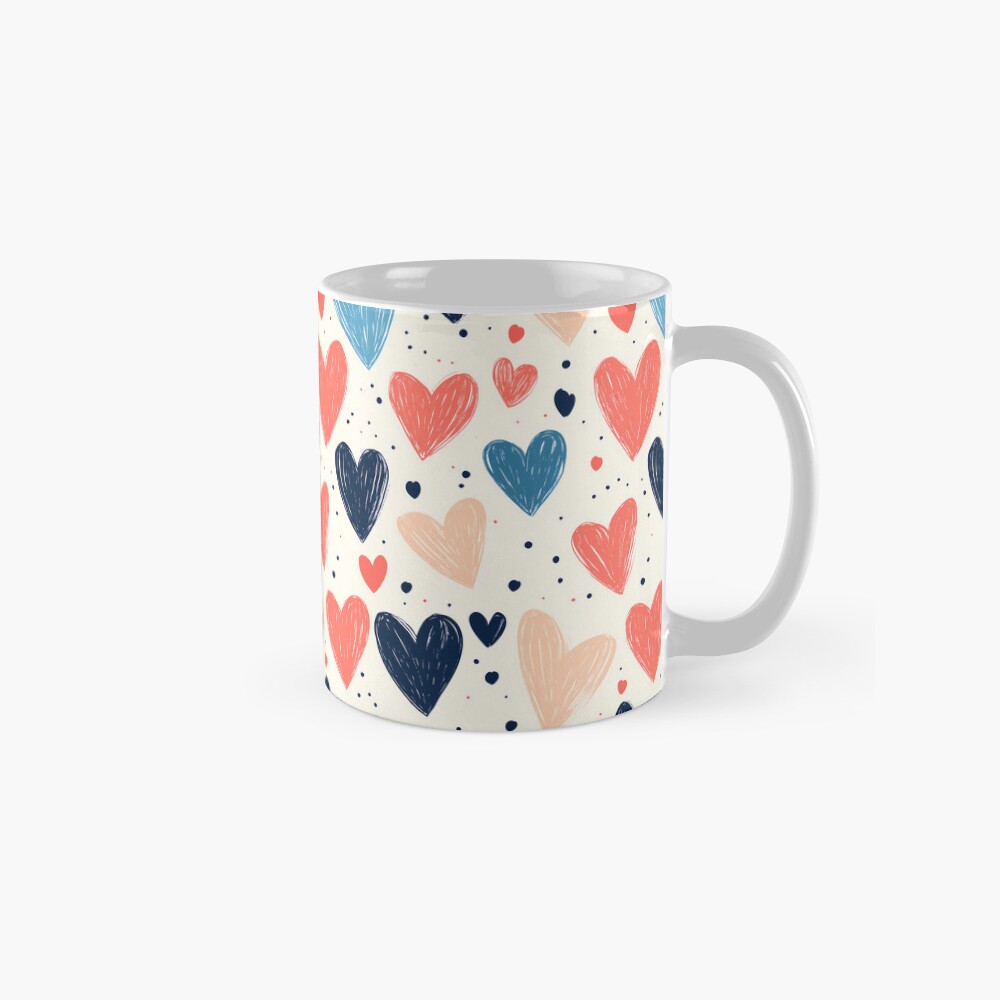 Classic Mug: Hand-drawn Heart Doodles