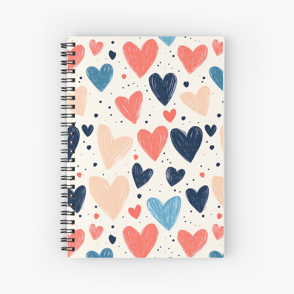 Spiral Notebook Cute Lovely Drawn Hearts Doodles