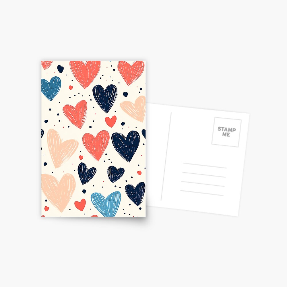 Postcard: Hand-drawn Heart Doodles