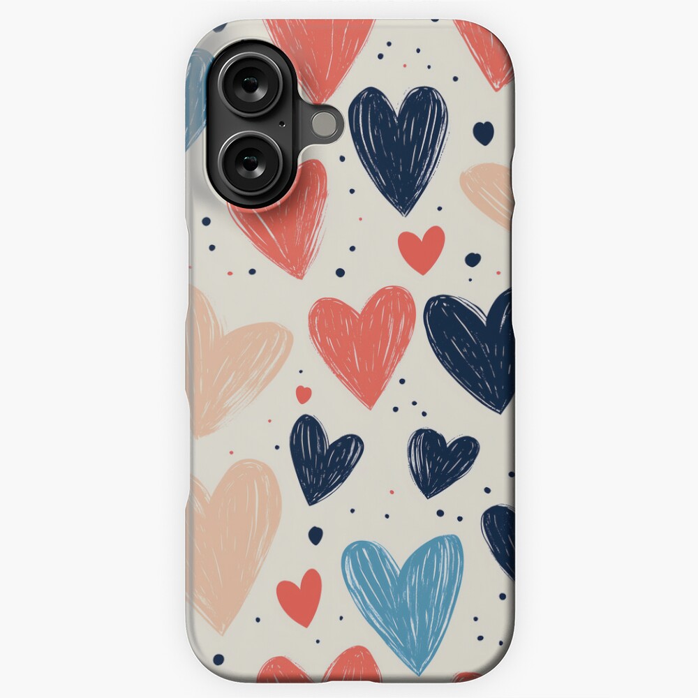 iPhone Snap Case — Hand‑Drawn Heart Doodles