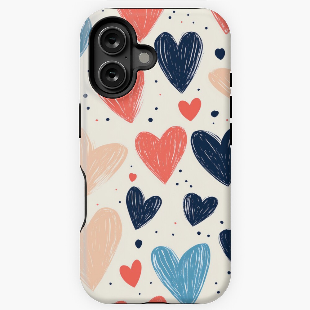 iPhone MagSafe Tough Case — Cute lovely drawn hearts doodles