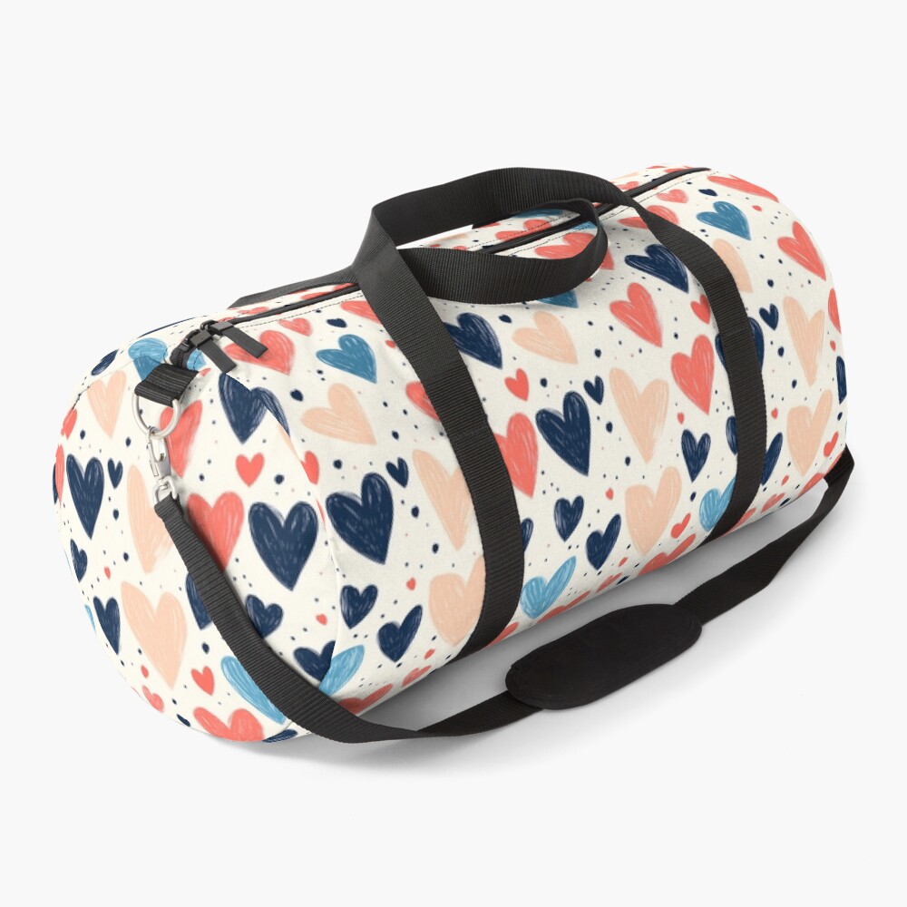 Duffle Bag Cute lovely drawn hearts doodles