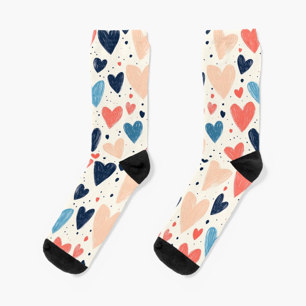 Socks - Cute Lovely Drawn Hearts Doodles