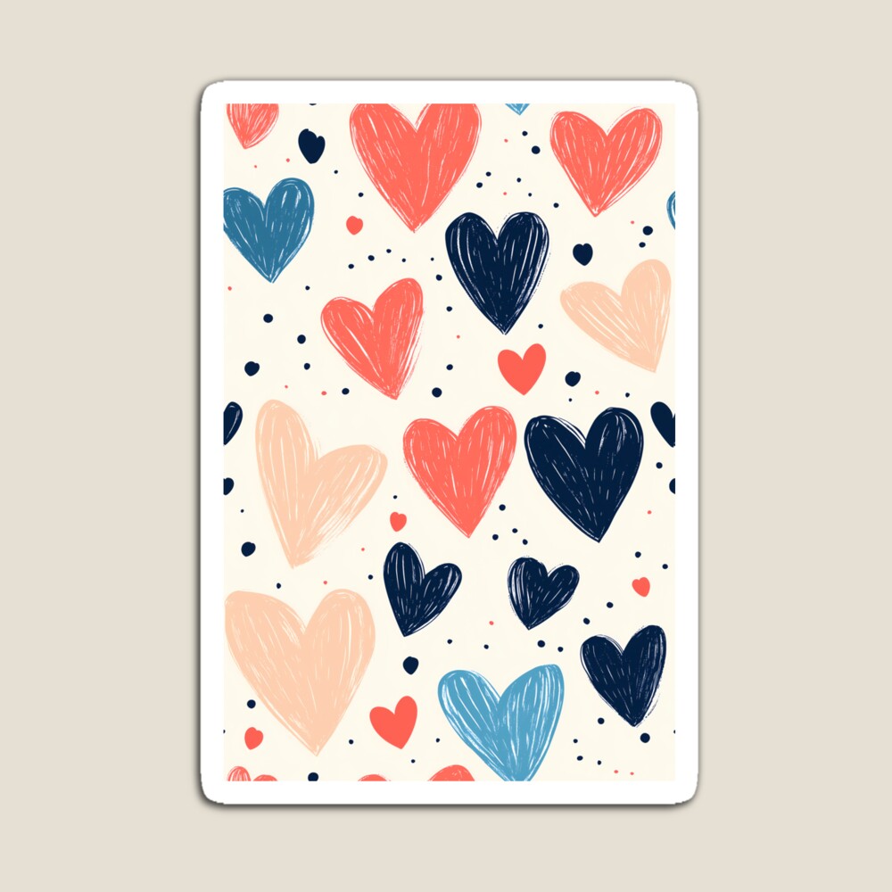 Doodled Hearts Sketch Magnet