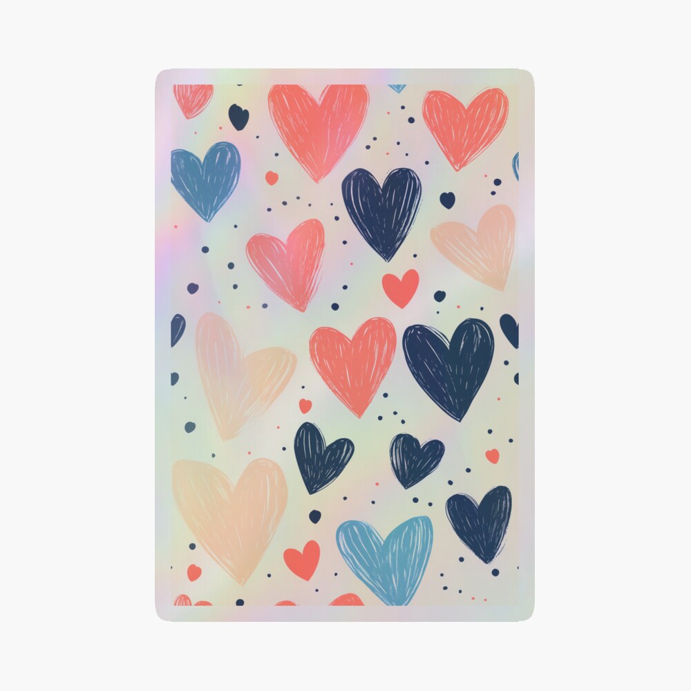 Holographic Sticker: Cute, Lovely Drawn Hearts Doodles